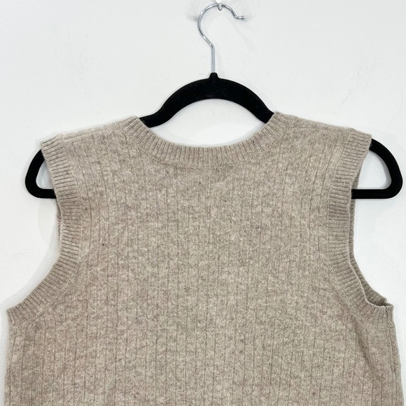 Vintage 90s Mango wool blend taupe brown boxy pullover knit sweater vest L - Picture 5 of 10